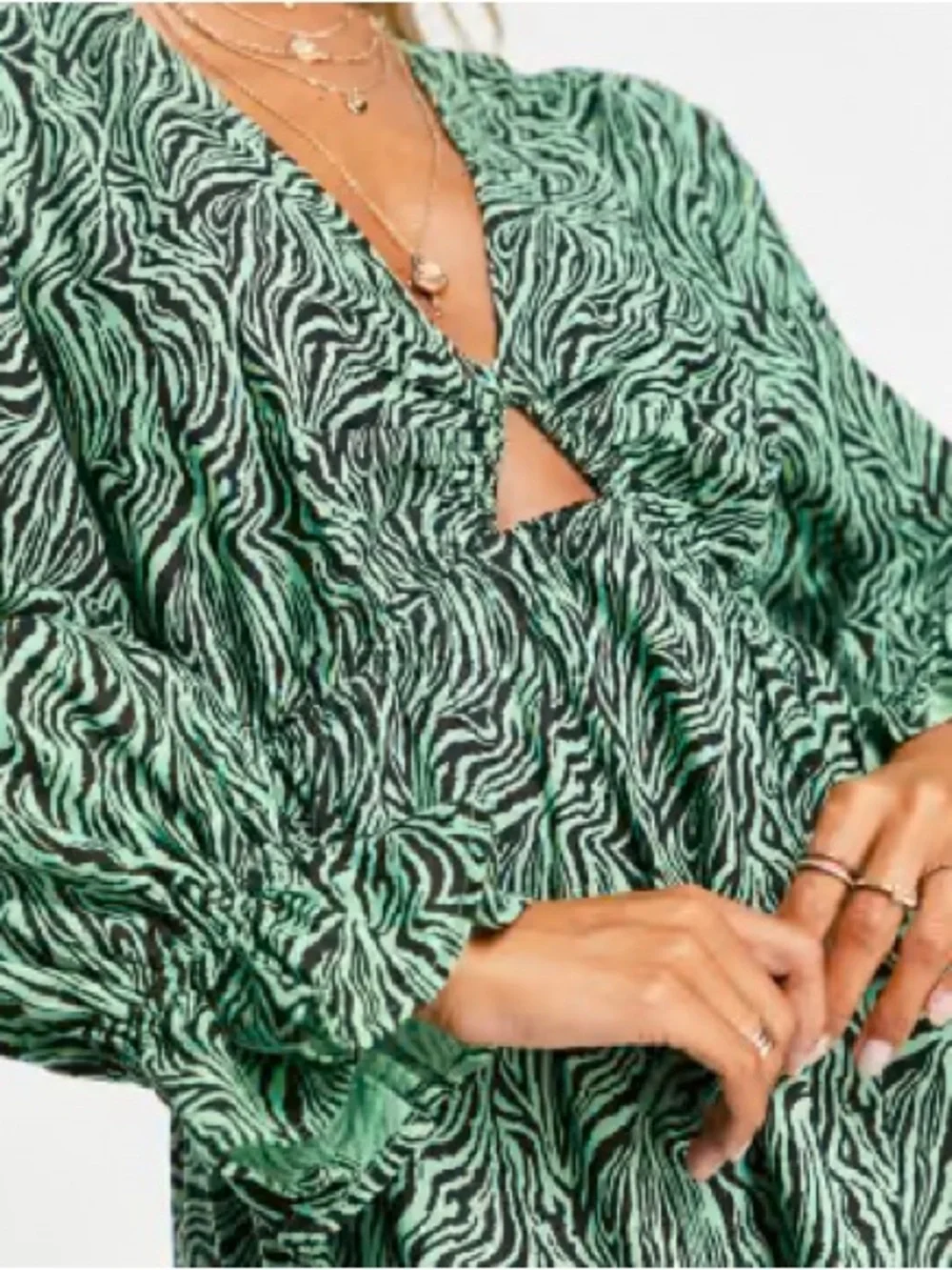 ASOS Petite Green Swirl Tie-Front Mini Dress